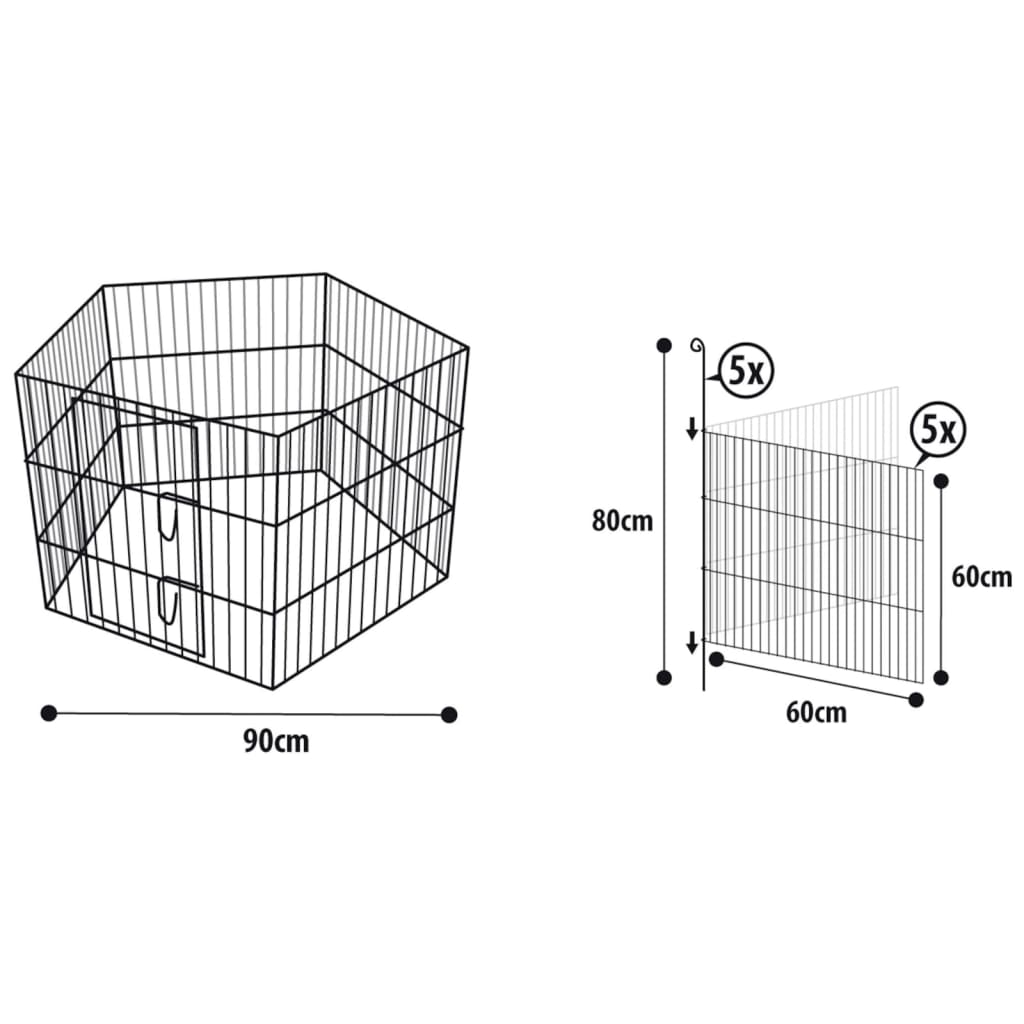 5-delige Konijnenren Pentagon 90x60 cm meerkleurig