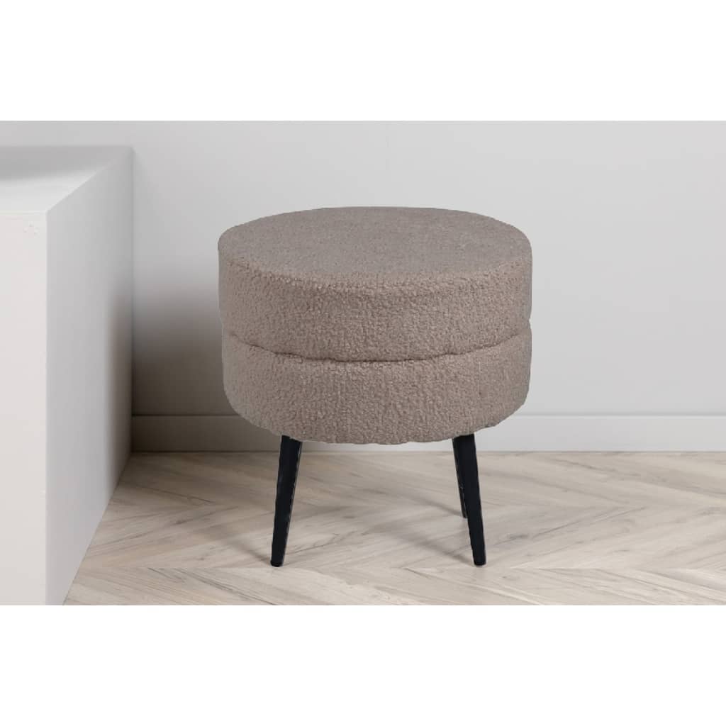 Poef Pot 40x40x40 cm teddystof zwart en beige