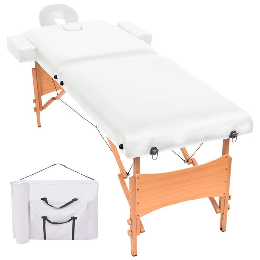 Massagetafel 10 cm dik 2 zones inklapbaar wit