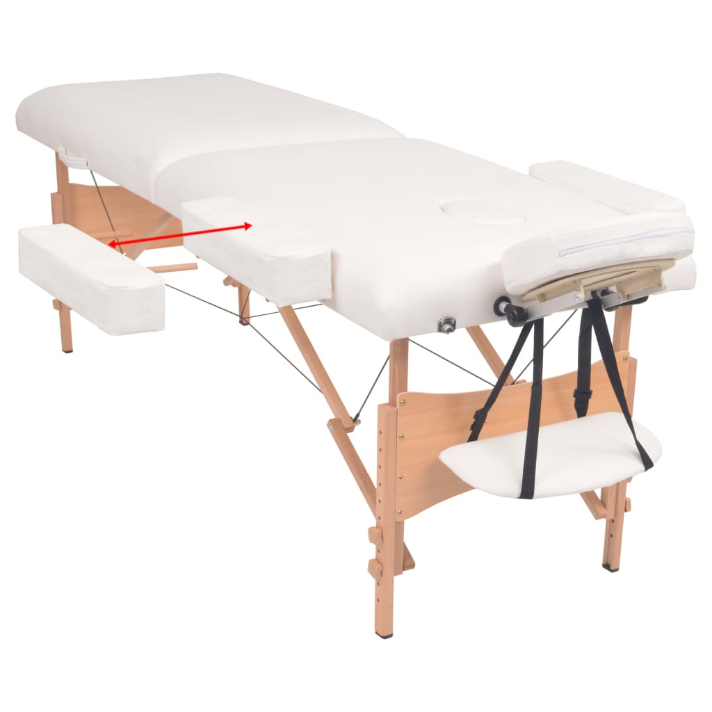 Massagetafel- en krukset inklapbaar 2 zones 10 cm dik wit