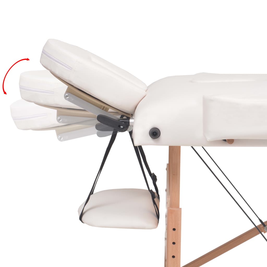 Massagetafel- en krukset inklapbaar 2 zones 10 cm dik wit