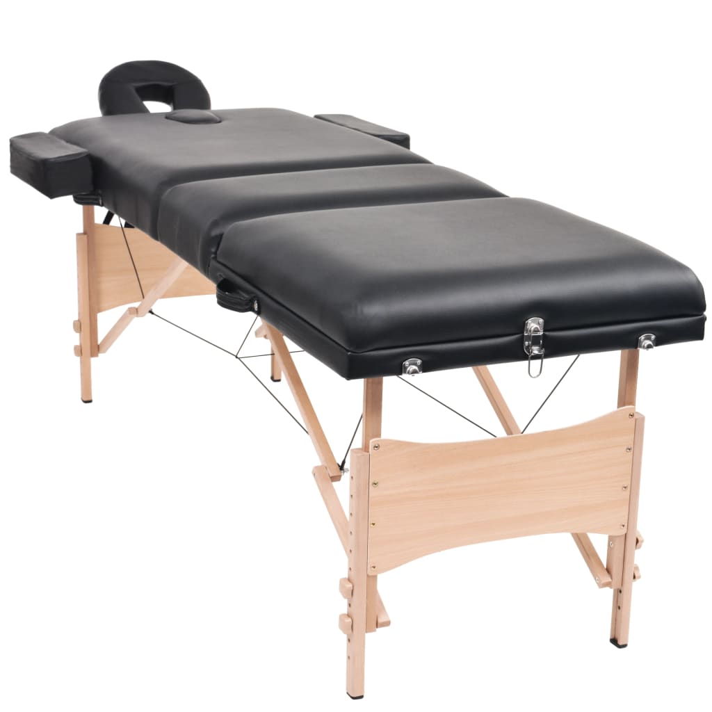 Massagetafel- en krukset inklapbaar 3 zones 10 cm dik wit