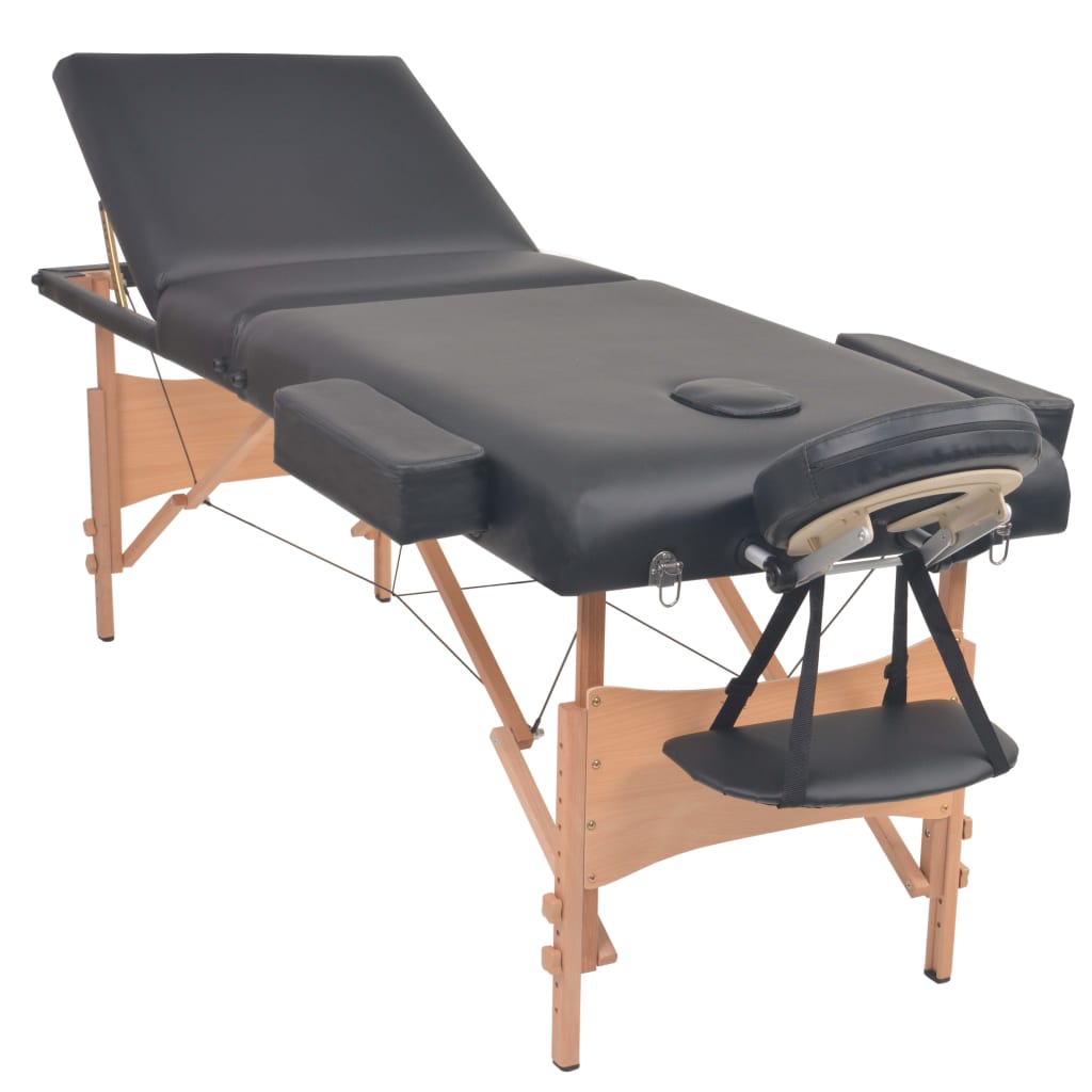 Massagetafel- en krukset inklapbaar 3 zones 10 cm dik wit