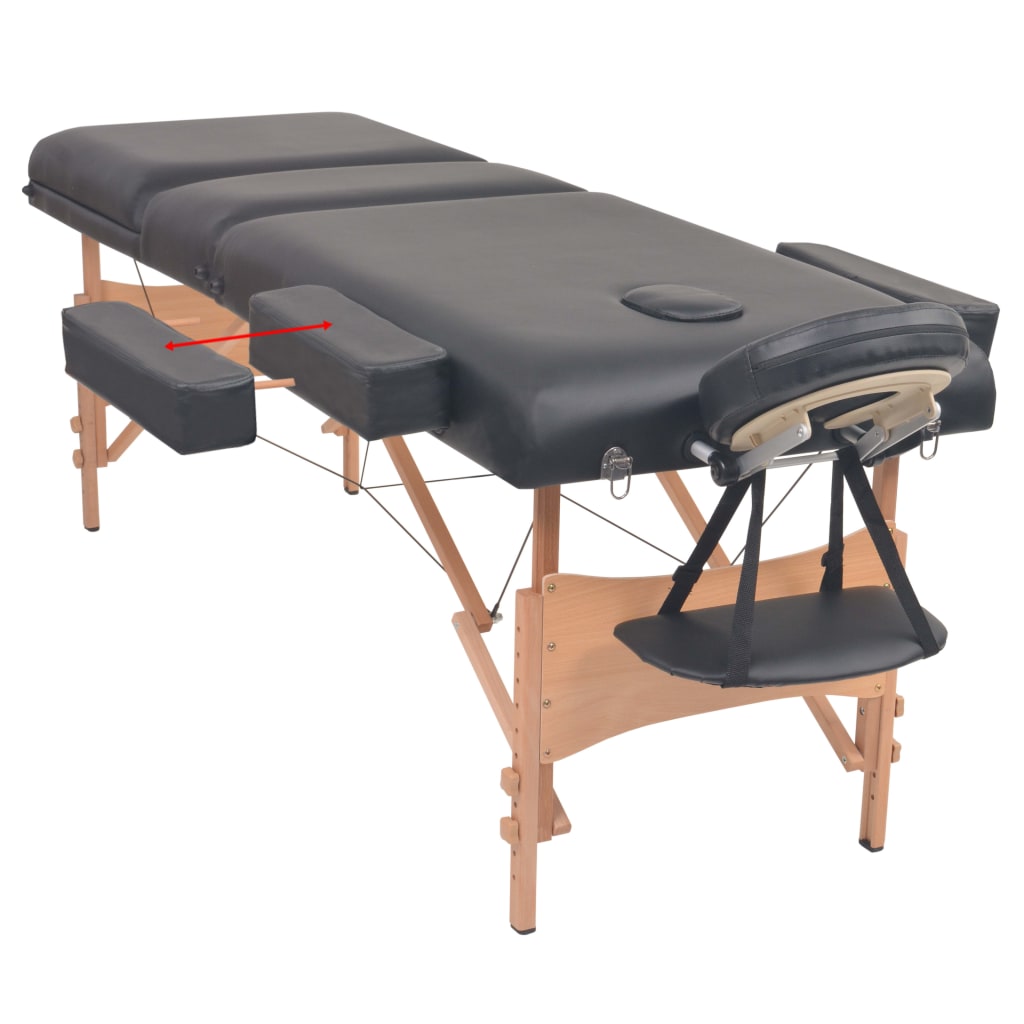 Massagetafel- en krukset inklapbaar 3 zones 10 cm dik wit