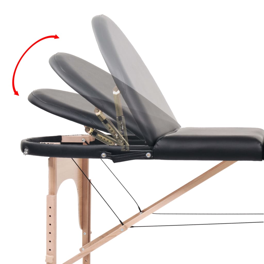 Massagetafel inklapbaar 4 cm dik met 2 bolsters ovaal zwart