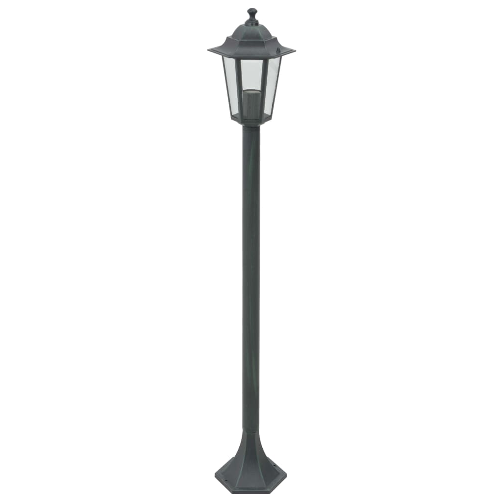 Paalverlichting voor tuin E27 110 cm aluminium donkergroen 6 st