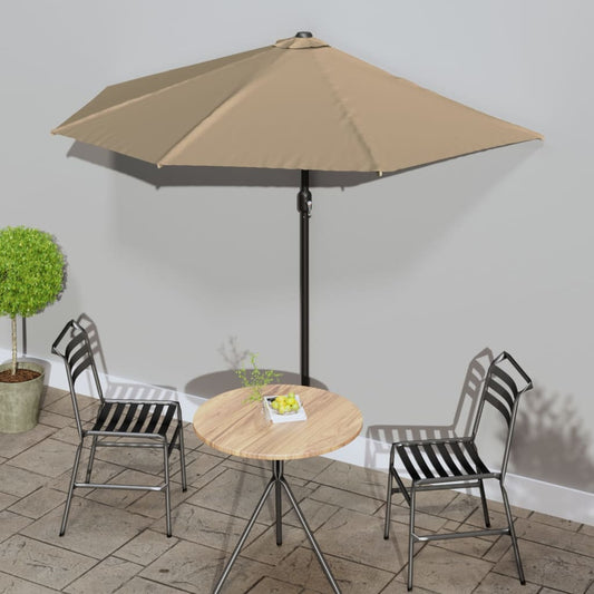 Balkonparasol half met aluminium paal 270x144 cm taupe