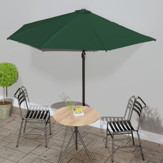 Balkonparasol half met aluminium paal 300x155 cm groen