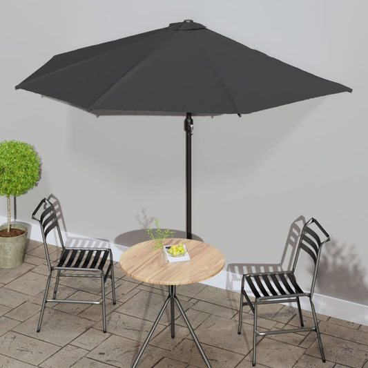 Balkonparasol half met aluminium paal 300x155 cm antraciet