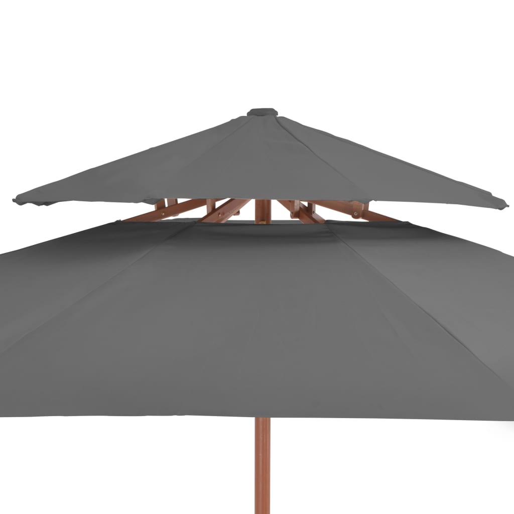 Parasol dubbeldekker met houten paal 270 cm antraciet