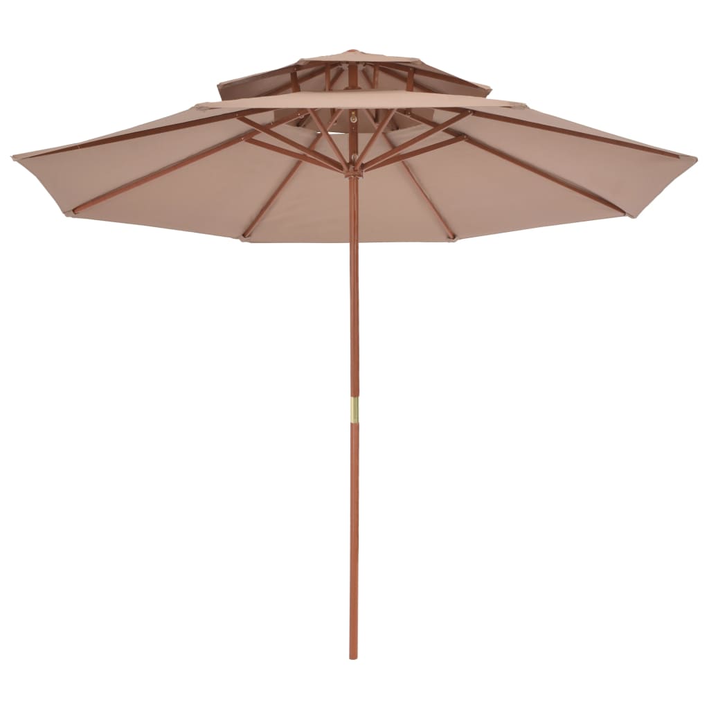 Parasol dubbeldekker met houten paal 270 cm taupe