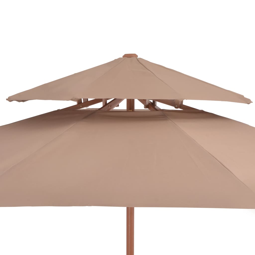 Parasol dubbeldekker met houten paal 270 cm taupe