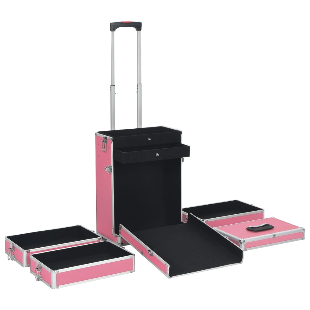 Make-up trolley aluminium roze