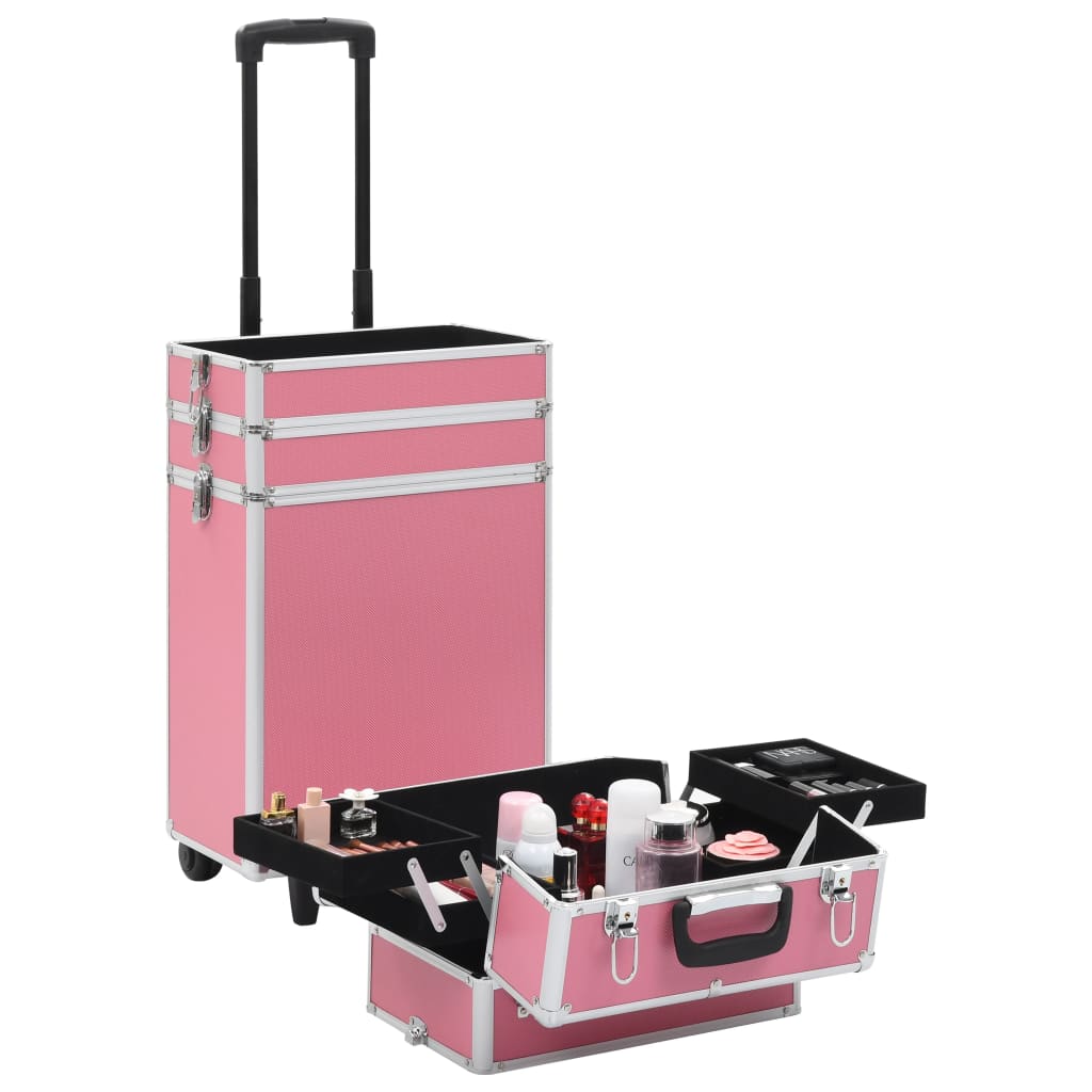 Make-up trolley aluminium roze