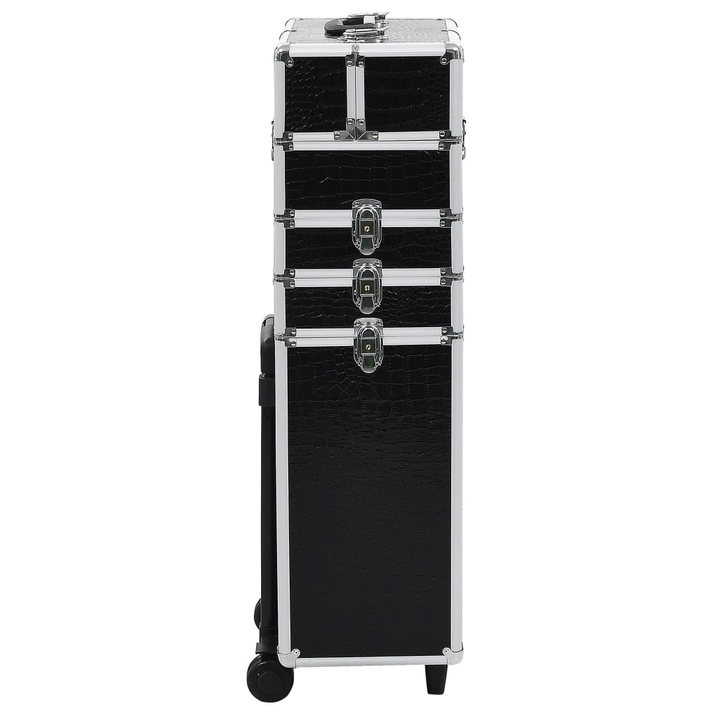 Make-up trolley aluminium zwart met krokodillenpatroon