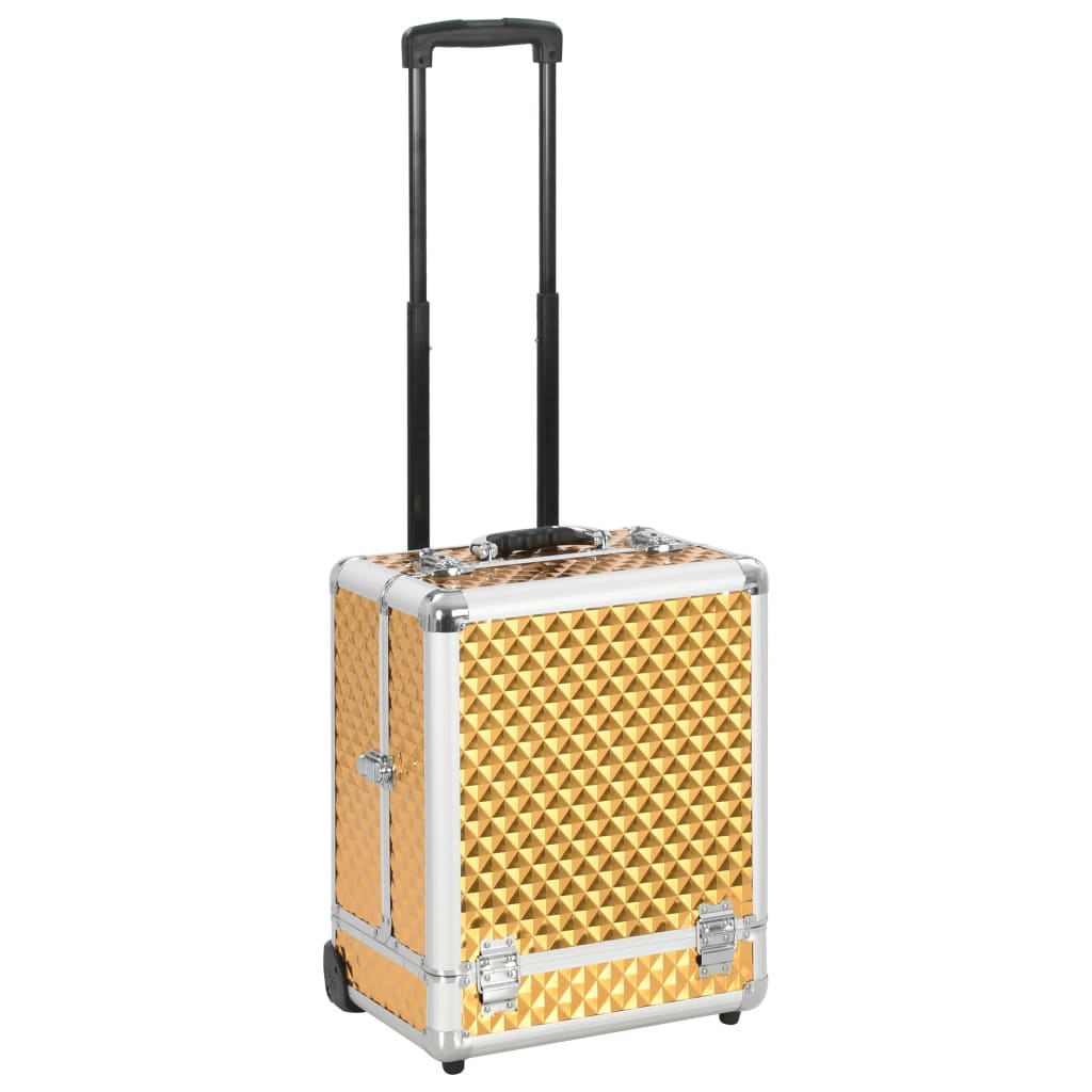 Make-up trolley 35x29x45 cm aluminium goudkleurig