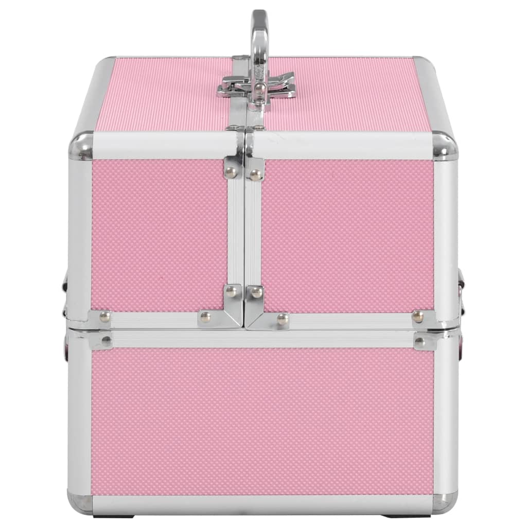 Make-up koffer 22x30x21 cm aluminium roze