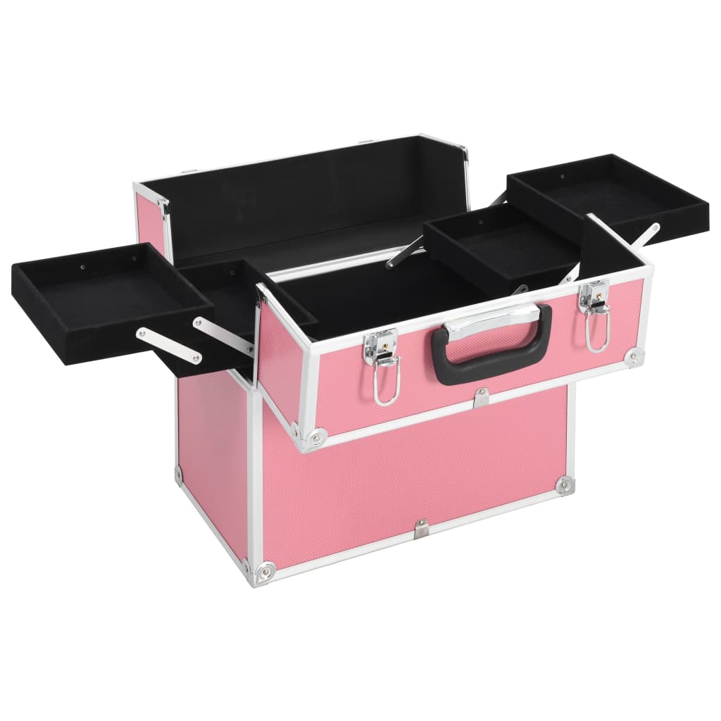 Make-up koffer 37x24x35 cm aluminium roze