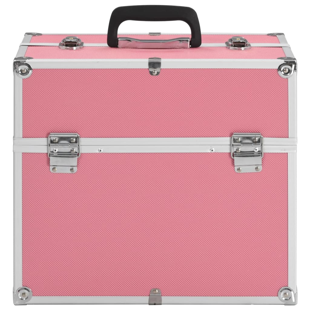 Make-up koffer 37x24x35 cm aluminium roze