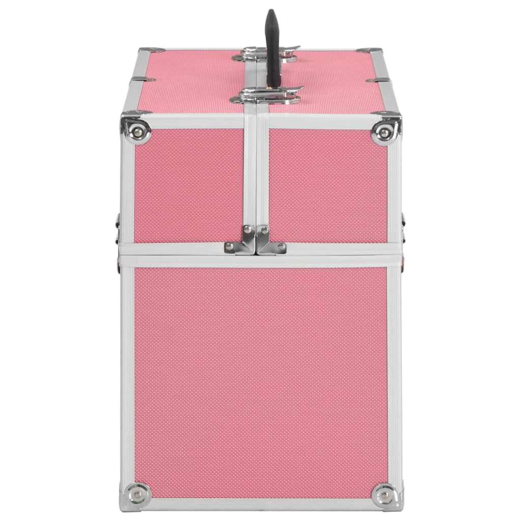 Make-up koffer 37x24x35 cm aluminium roze