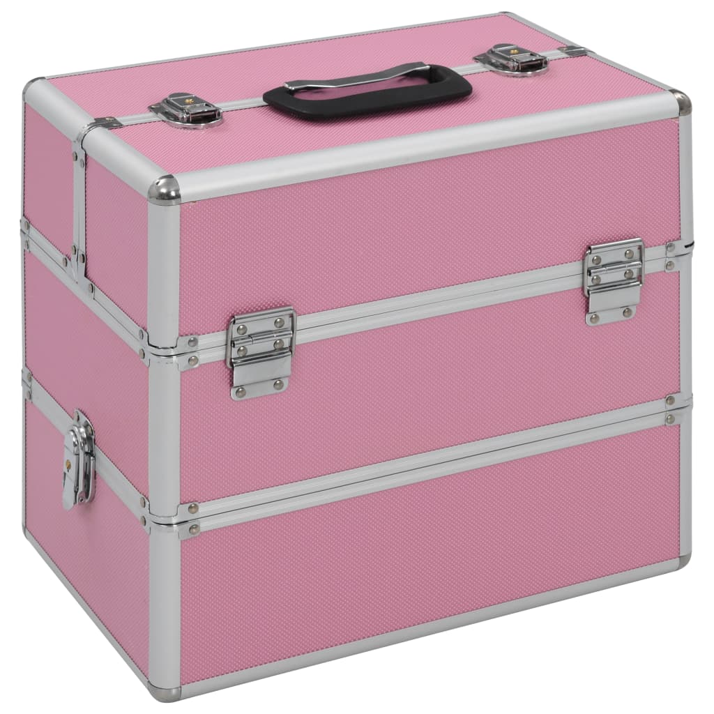 Make-up koffer 37x24x35 cm aluminium roze