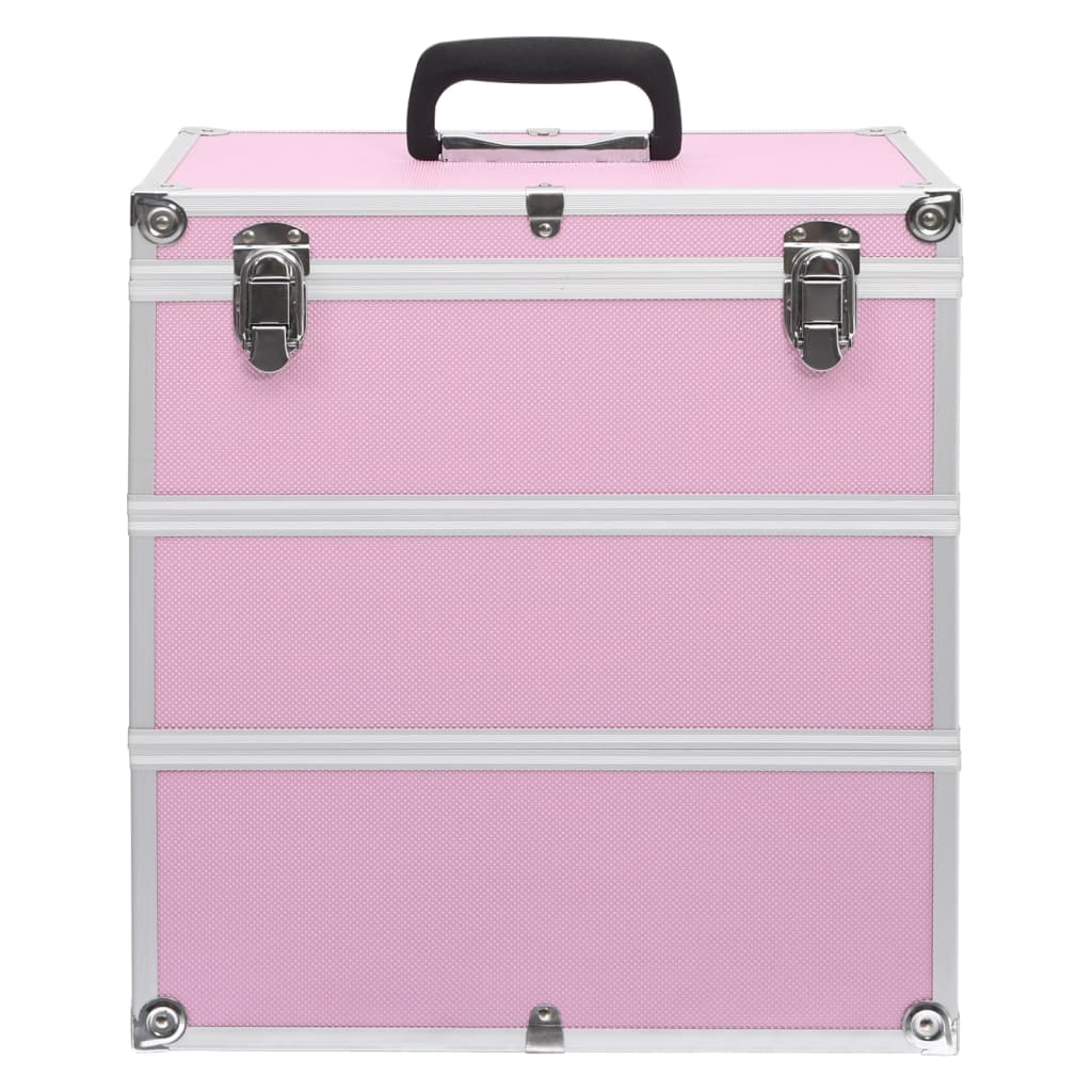 Make-up koffer 37x24x40 cm aluminium roze