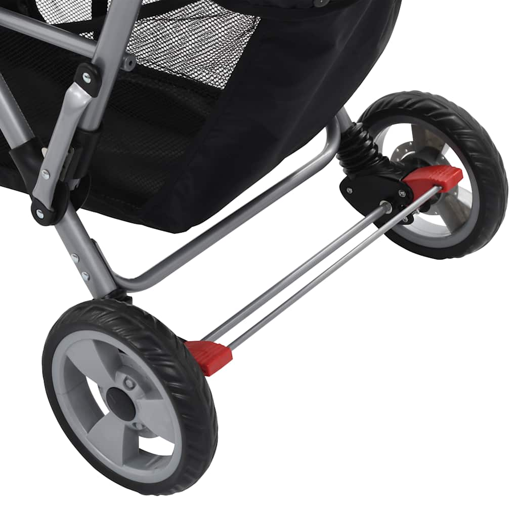 Kinderwagen dubbel staal roze en zwart