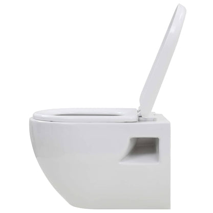 Hangend toilet met verborgen stortbak keramiek wit