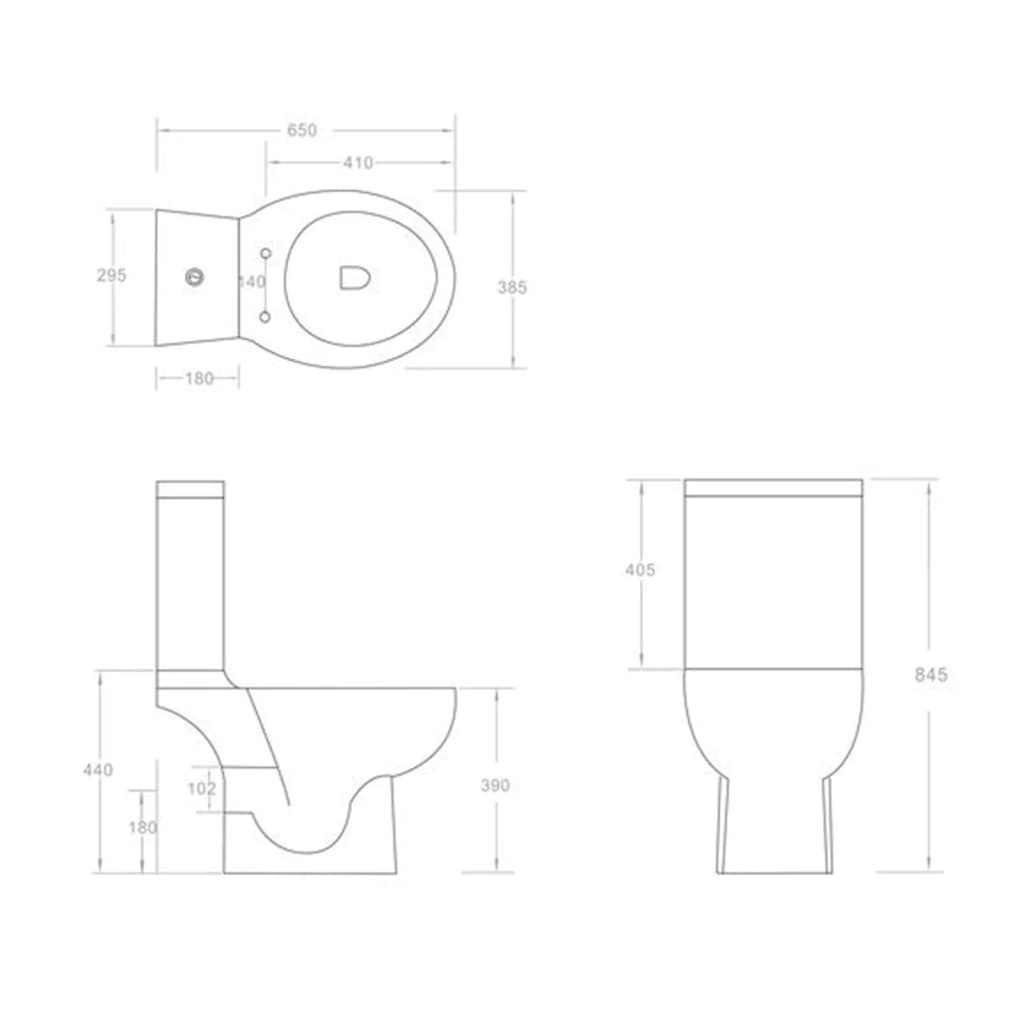 Toilet met afvoer achter keramiek zwart