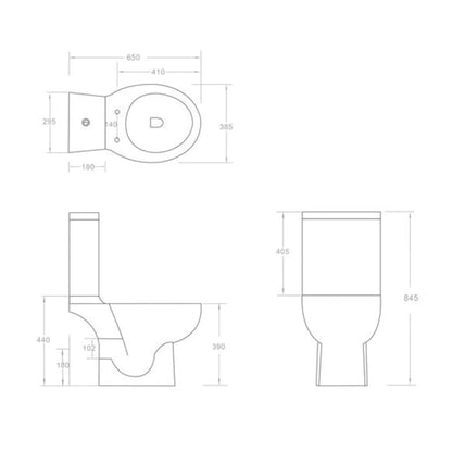 Toilet met afvoer achter keramiek zwart