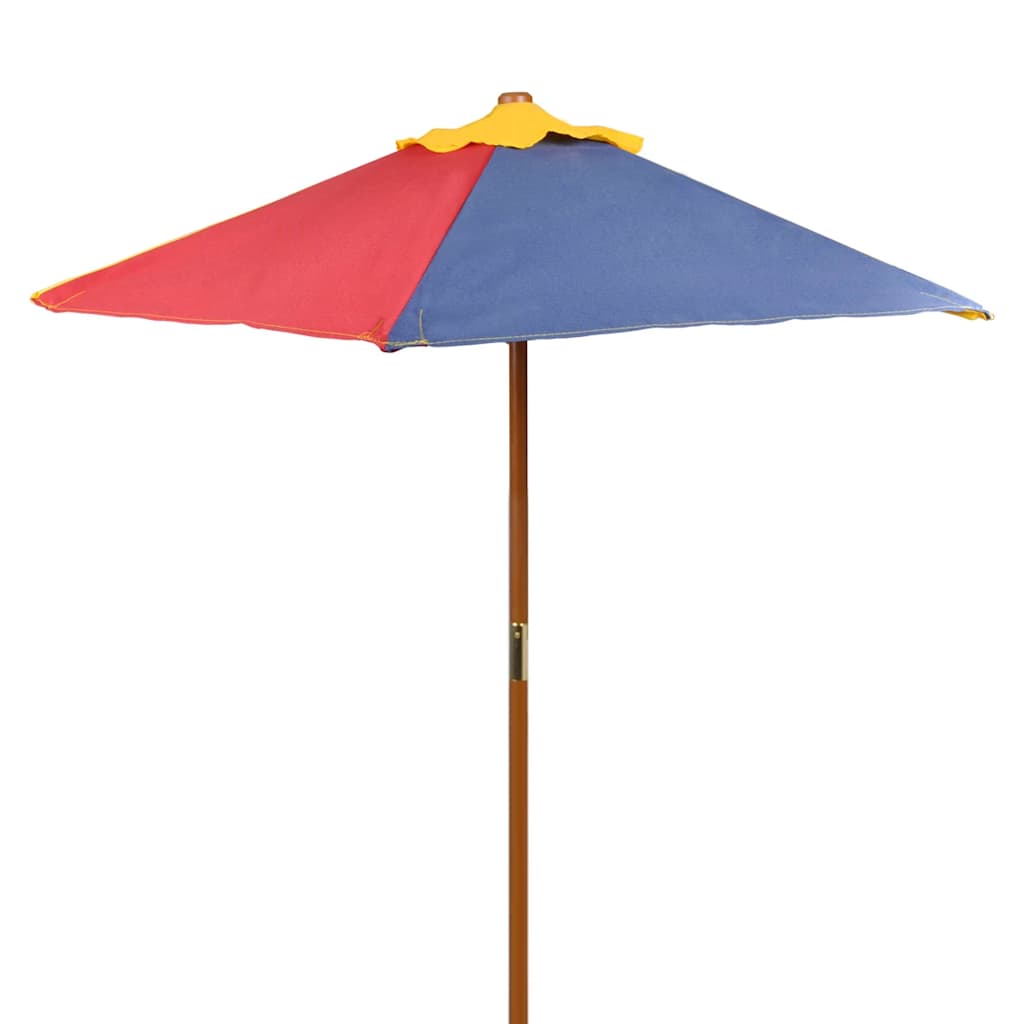 Kinderpicknicktafel met banken en parasol hout meerkleurig