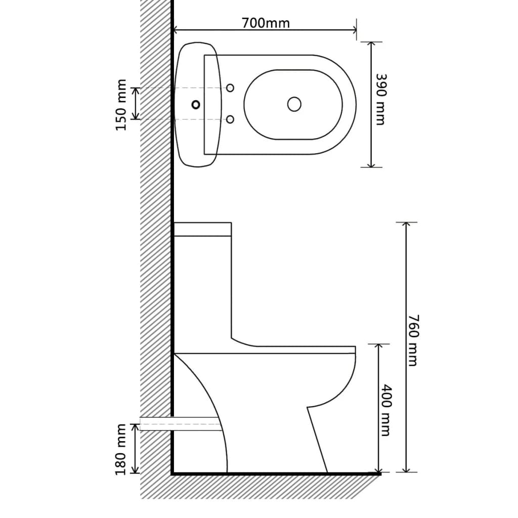 Toilet met stortbak wit