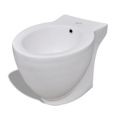 Toilet- en bidetset staand keramiek wit