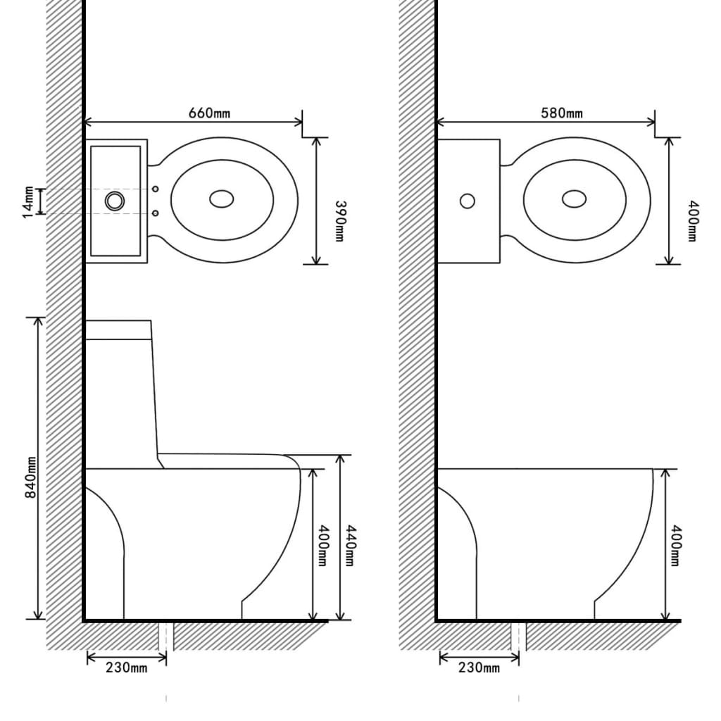 Toilet- en bidetset keramiek wit