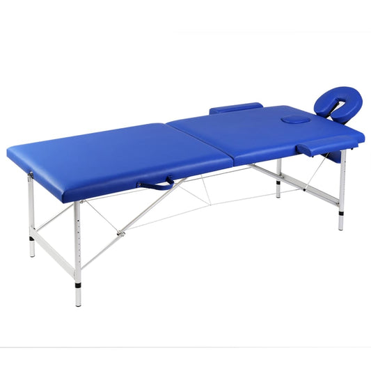 Massagetafel met 2 zones inklapbaar aluminum frame blauw