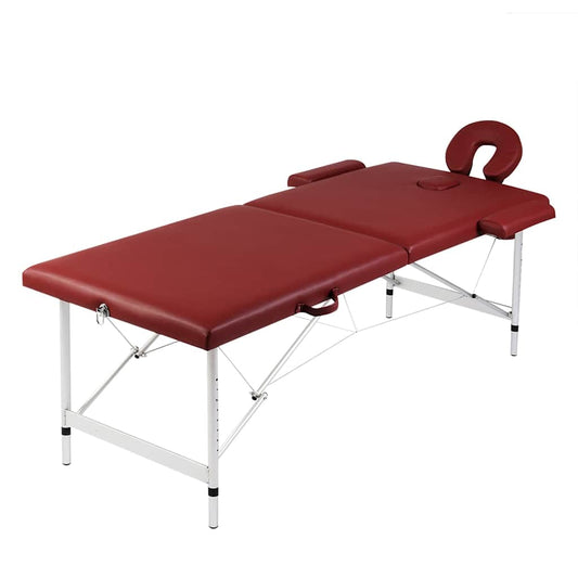 Massagetafel met 2 zones inklapbaar aluminum frame rood