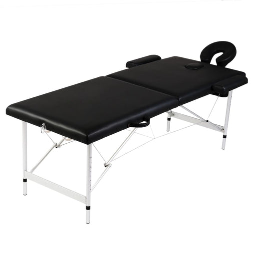 Massagetafel met 2 zones inklapbaar aluminum frame zwart