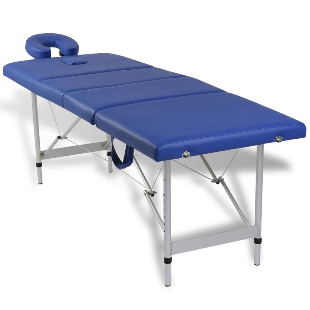 Massagetafel inklapbaar met aluminium frame (vier delen / blauw)