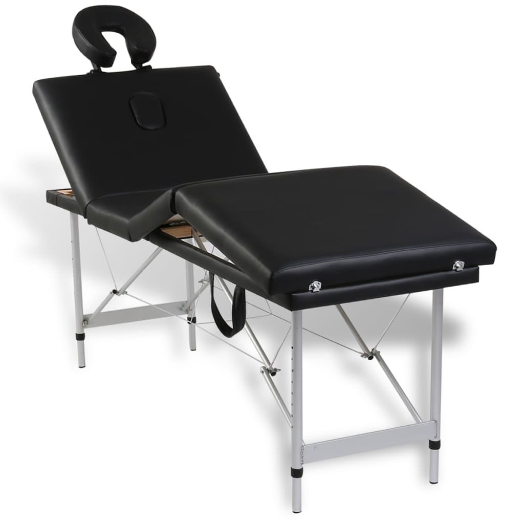 Massagetafel met 4 zones inklapbaar aluminum frame zwart