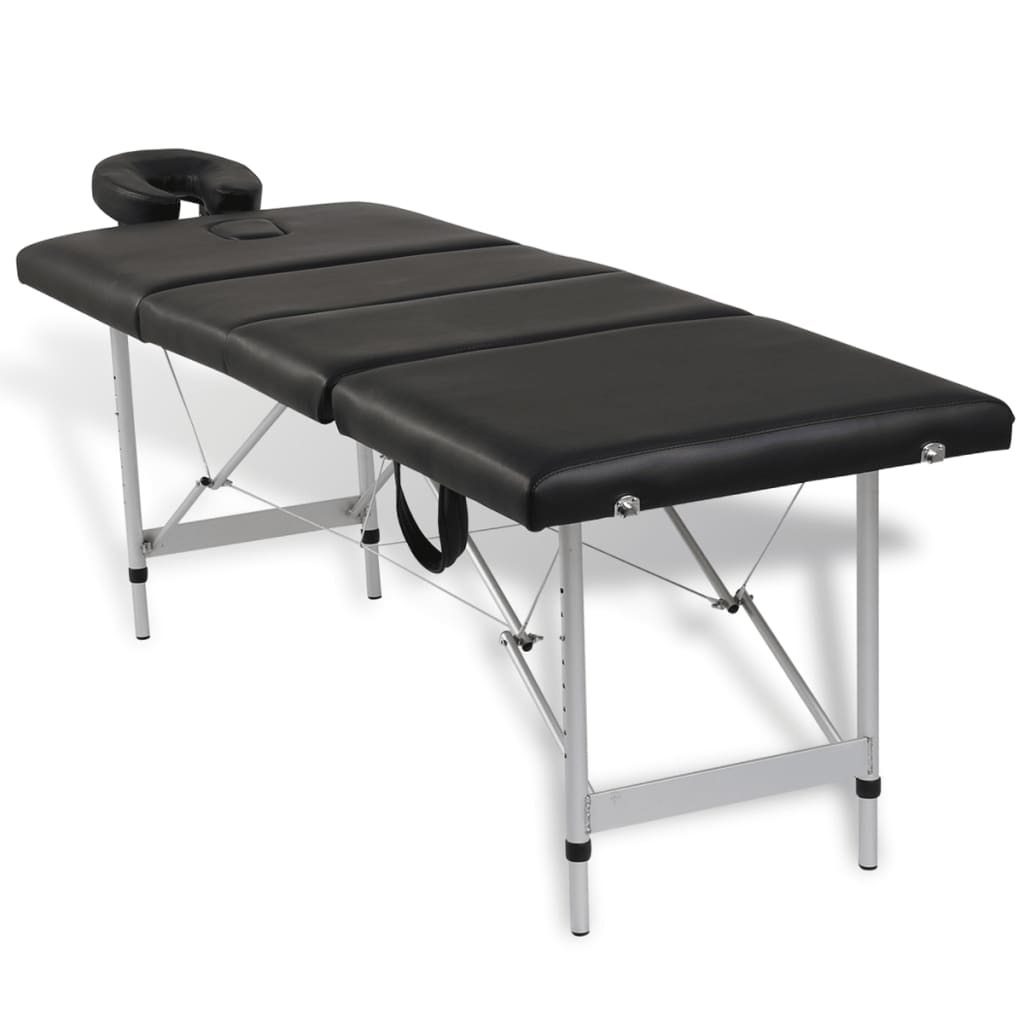 Massagetafel met 4 zones inklapbaar aluminum frame zwart