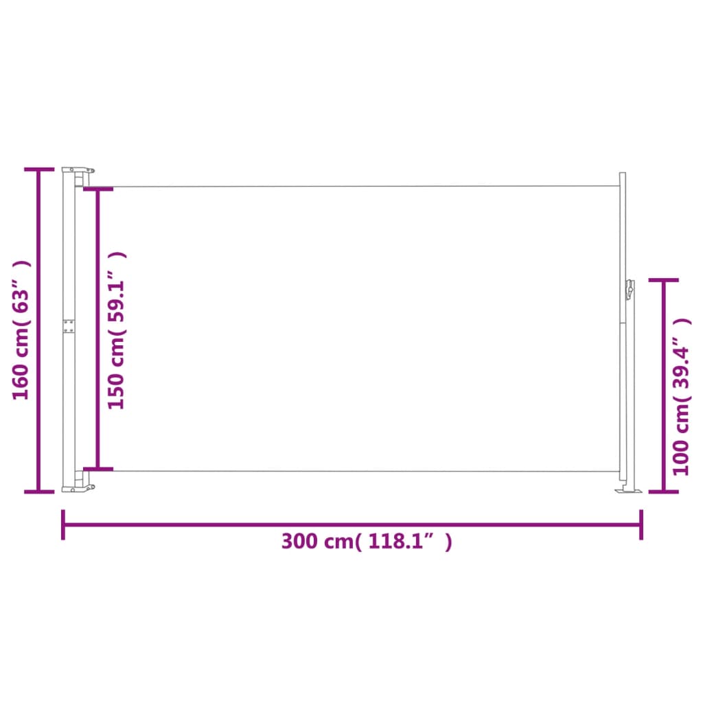 Tuinscherm uittrekbaar 160x300 cm bruin