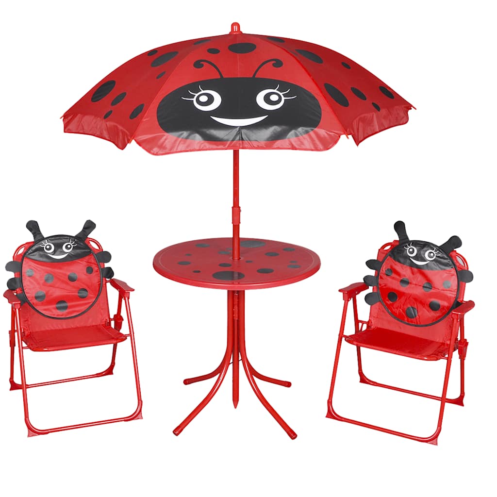 3-delige Bistroset voor kinderen met parasol rood