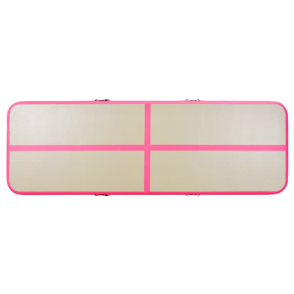 Gymnastiekmat met pomp opblaasbaar 300x100x10 cm PVC roze