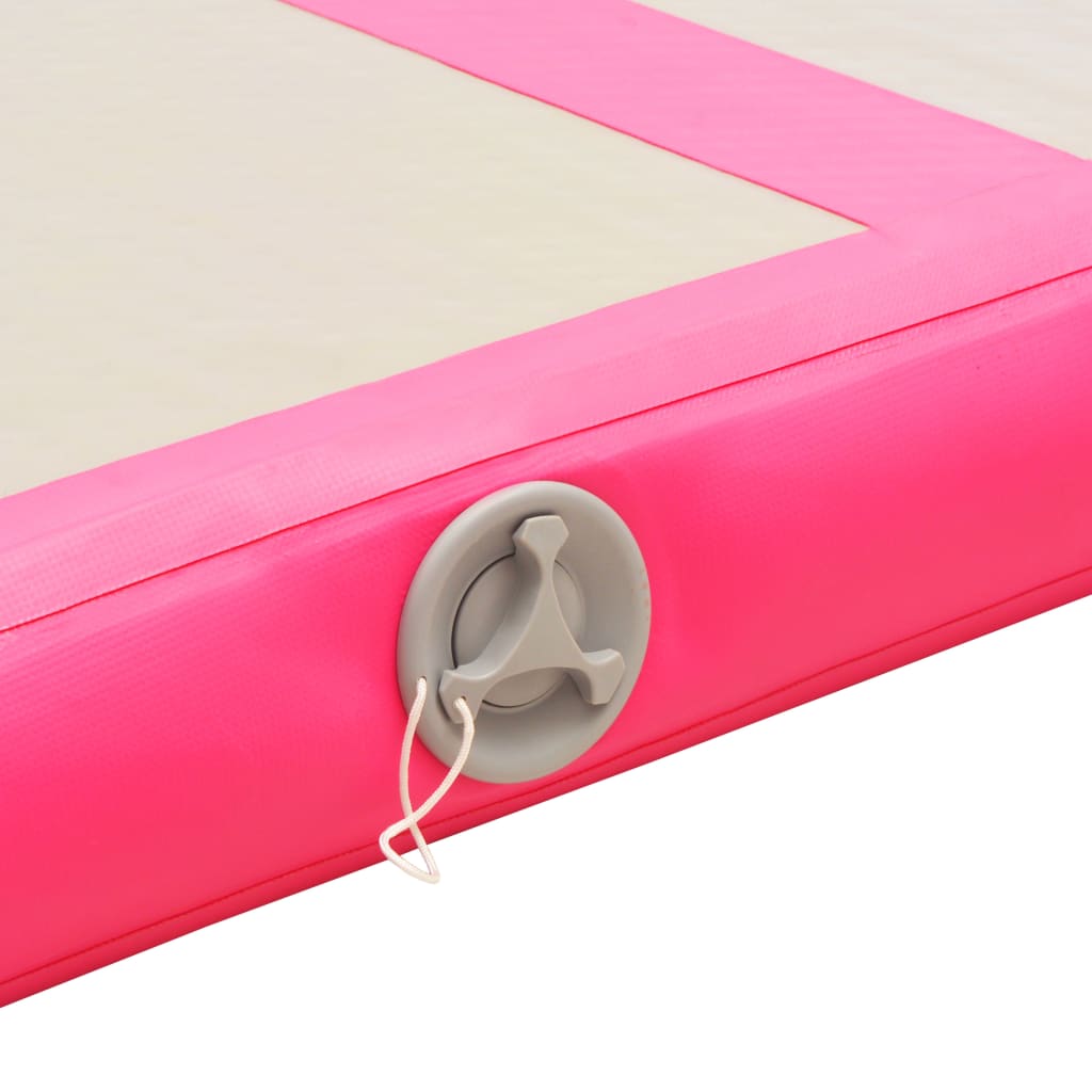 Gymnastiekmat met pomp opblaasbaar 300x100x10 cm PVC roze