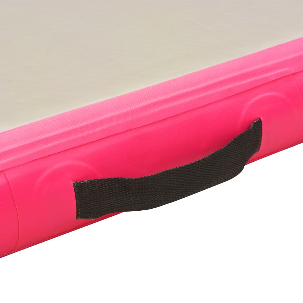 Gymnastiekmat met pomp opblaasbaar 300x100x10 cm PVC roze