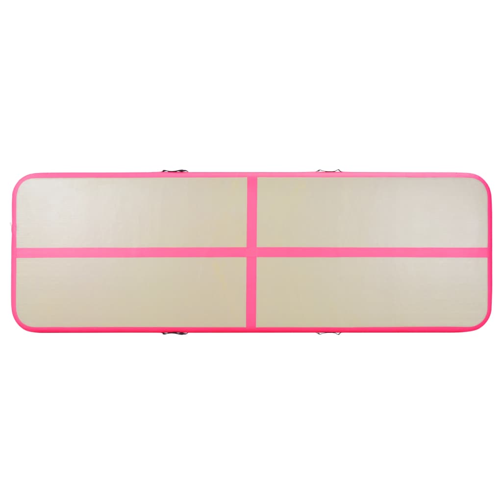 Gymnastiekmat met pomp opblaasbaar 800x100x10 cm PVC roze