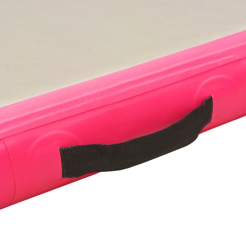 Gymnastiekmat met pomp opblaasbaar 800x100x10 cm PVC roze