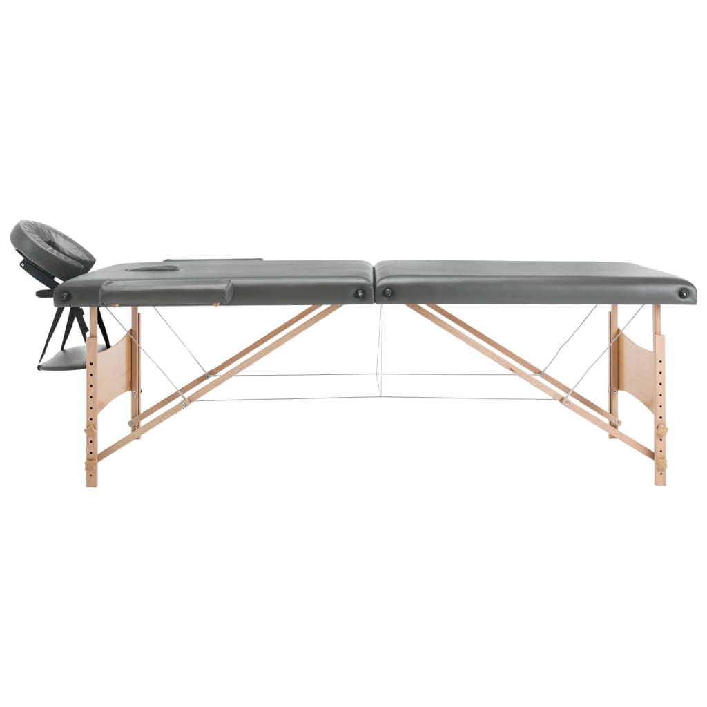 Massagetafel met 2 zones 186x68 cm houten frame antraciet