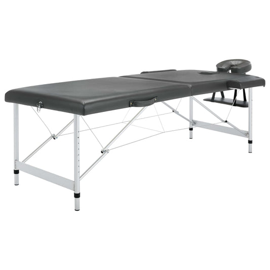 Massagetafel met 2 zones 186x68 cm aluminium frame antraciet