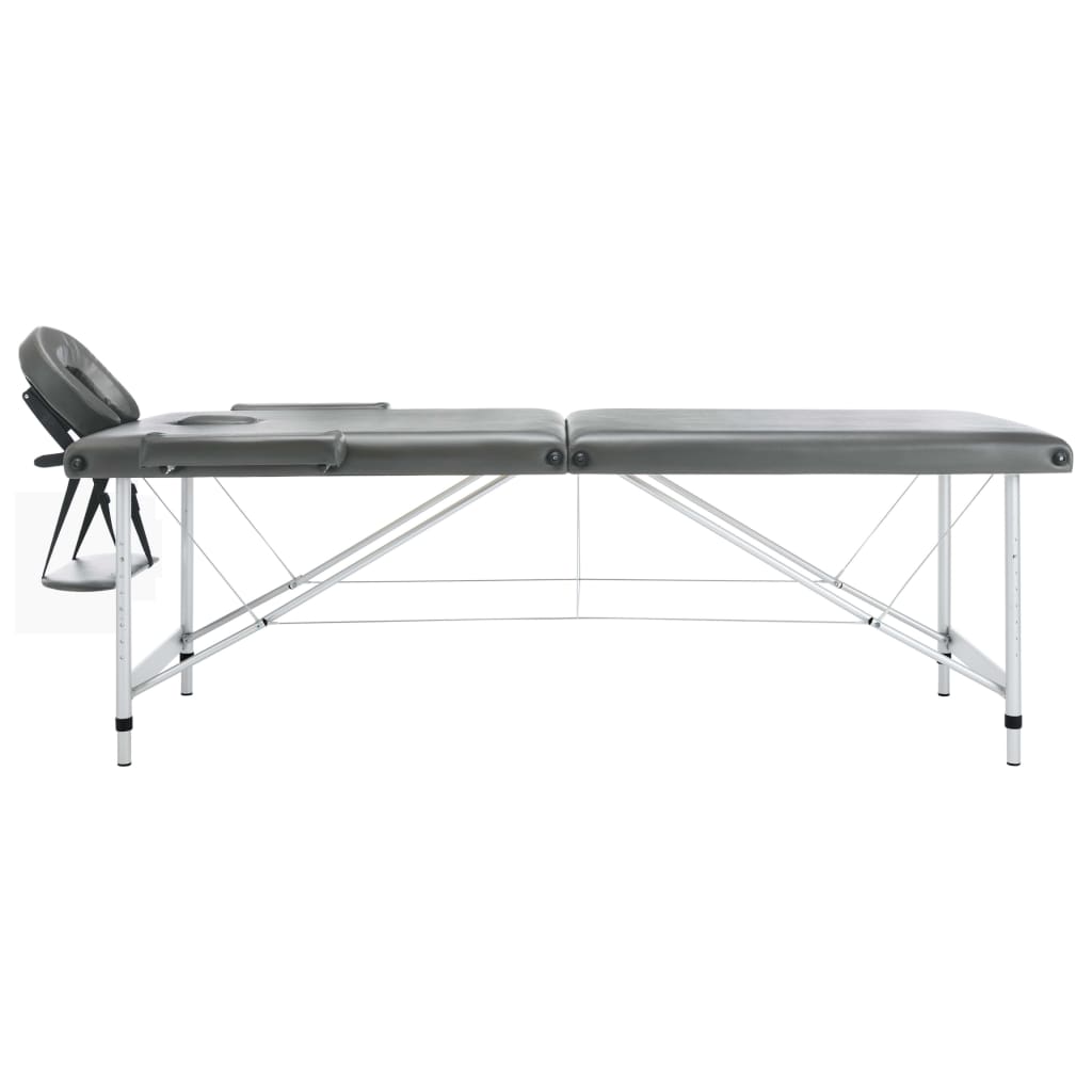 Massagetafel met 2 zones 186x68 cm aluminium frame antraciet